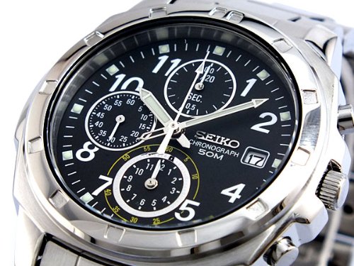 Amazon.co.jp: SEIKO Chronograph 50m防水 メタルバンドウォッチ